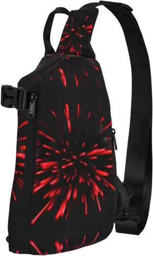 Explosion Burst Red And Black Print Trend Casual Crossbody Chest Bag Multipurpose Cross Body Shoulder Bag