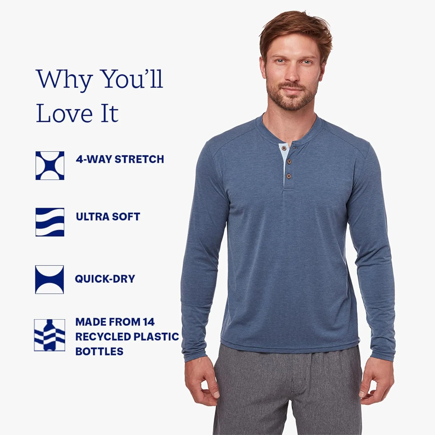 Fair Harbor The Seabreeze Henley –– Men's Classic Long Sleeve Henley –– Incredibly Soft and Lightweight, UPF 50