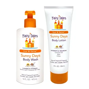 Fairy Tales Sun & Swim Chlorine Removal Kids Body Wash 16oz, and Kids After Sun Lotion 8oz | No Harsh Chemicals or Toxins | After Sun Care, Hydrate and Nourish with Coconut Oil and Aloe