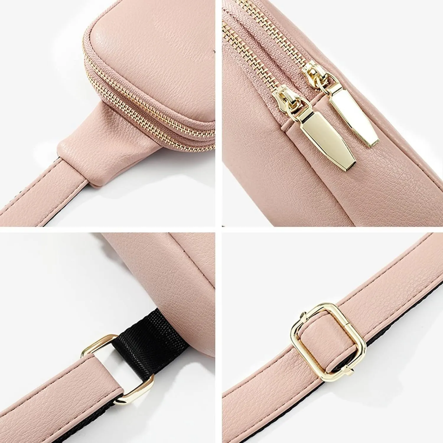 Fanny Pack Women Chest Bags PU Leather Fashion Waist Bag Mini Sports Messenger Bag Women Belt Bag Coin Purse(Black)