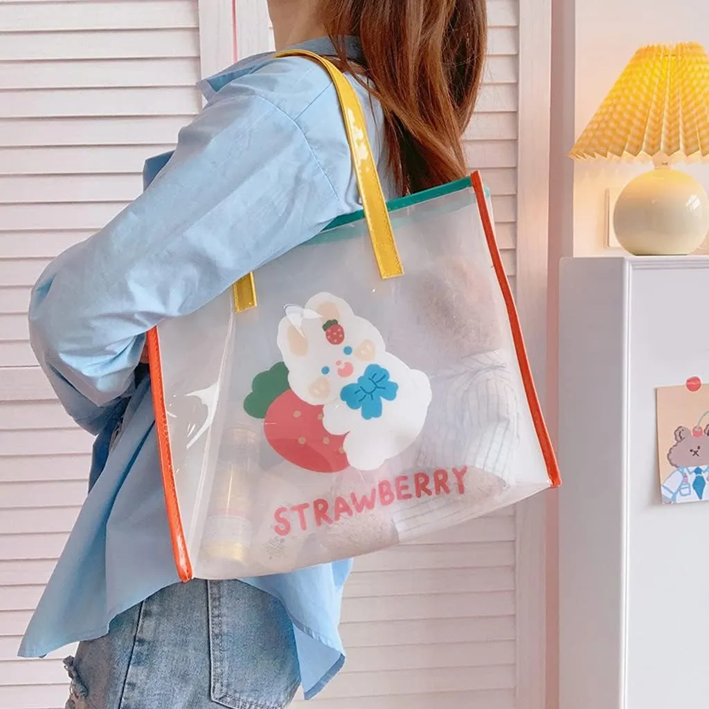 Fashion Women Clear Jelly For Large Capacity Daily Shoulder Bag Transparent Beach Handbag
