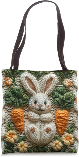 Faux Embroidered White Rabbit A Must-Have for Bunny Lovers Tote Bag