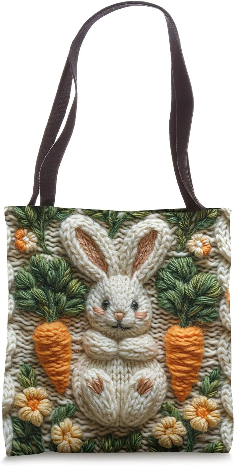 Faux Embroidered White Rabbit A Must-Have for Bunny Lovers Tote Bag