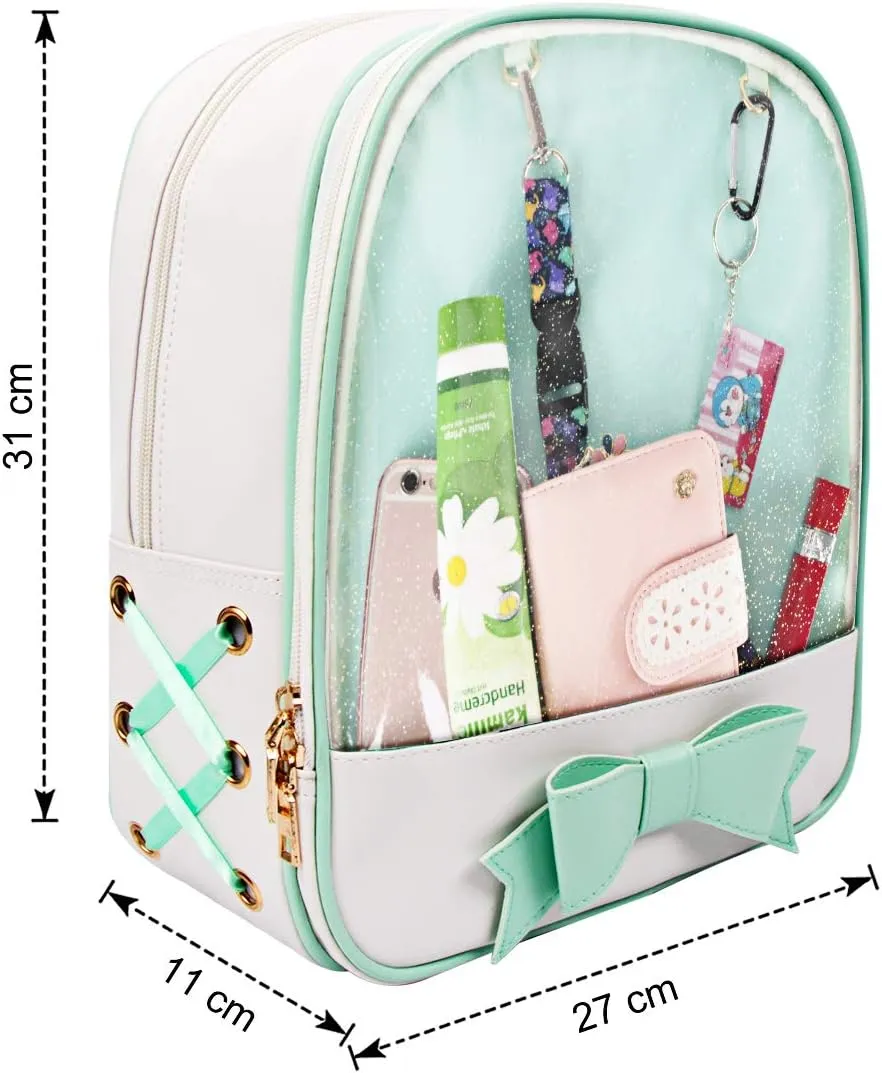 FF1 Candy Leather Bow Backpack Clear Beach Girls Bag Ita Bag