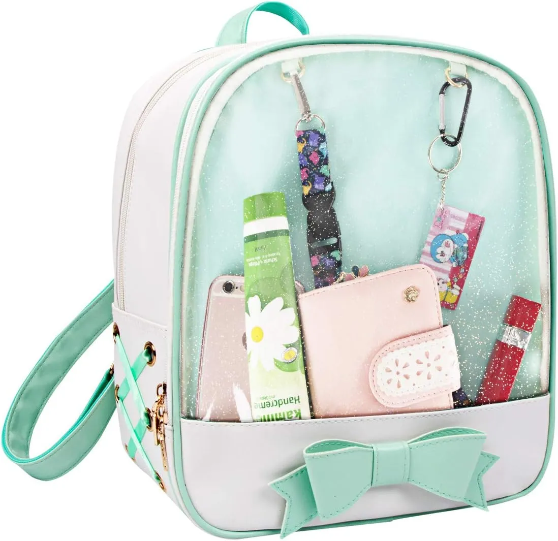 FF1 Candy Leather Bow Backpack Clear Beach Girls Bag Ita Bag