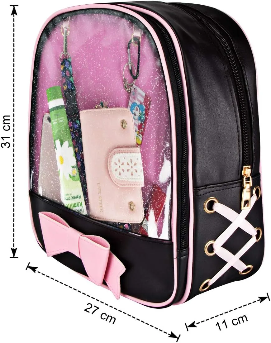 FF1 Candy Leather Bow Backpack Clear Beach Girls Bag Ita Bag