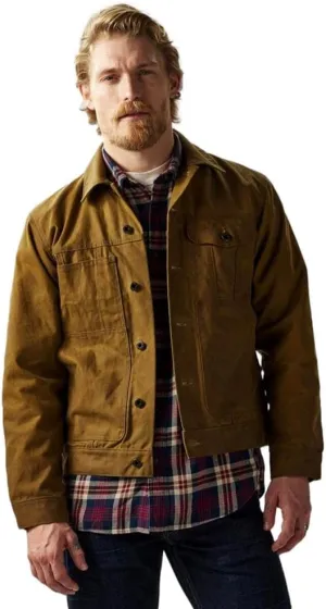 Filson Tin Cloth Short Lined Cruiser Jacket Dark Tan Large