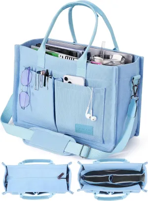 FIORETTO Canvas Tote Bag for Women with Zipper Closure & Individual Compartments for Work College for Teacher & Nurse