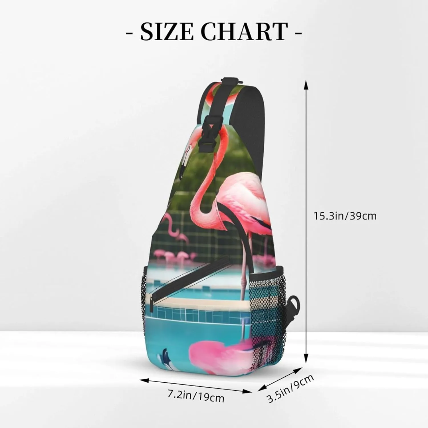 Flamingo And Swimming Pools Unisex Casual Diagonal Chest Bag,Multipurpose Crossbody Shoulder Bag Travel Hiking Daypack