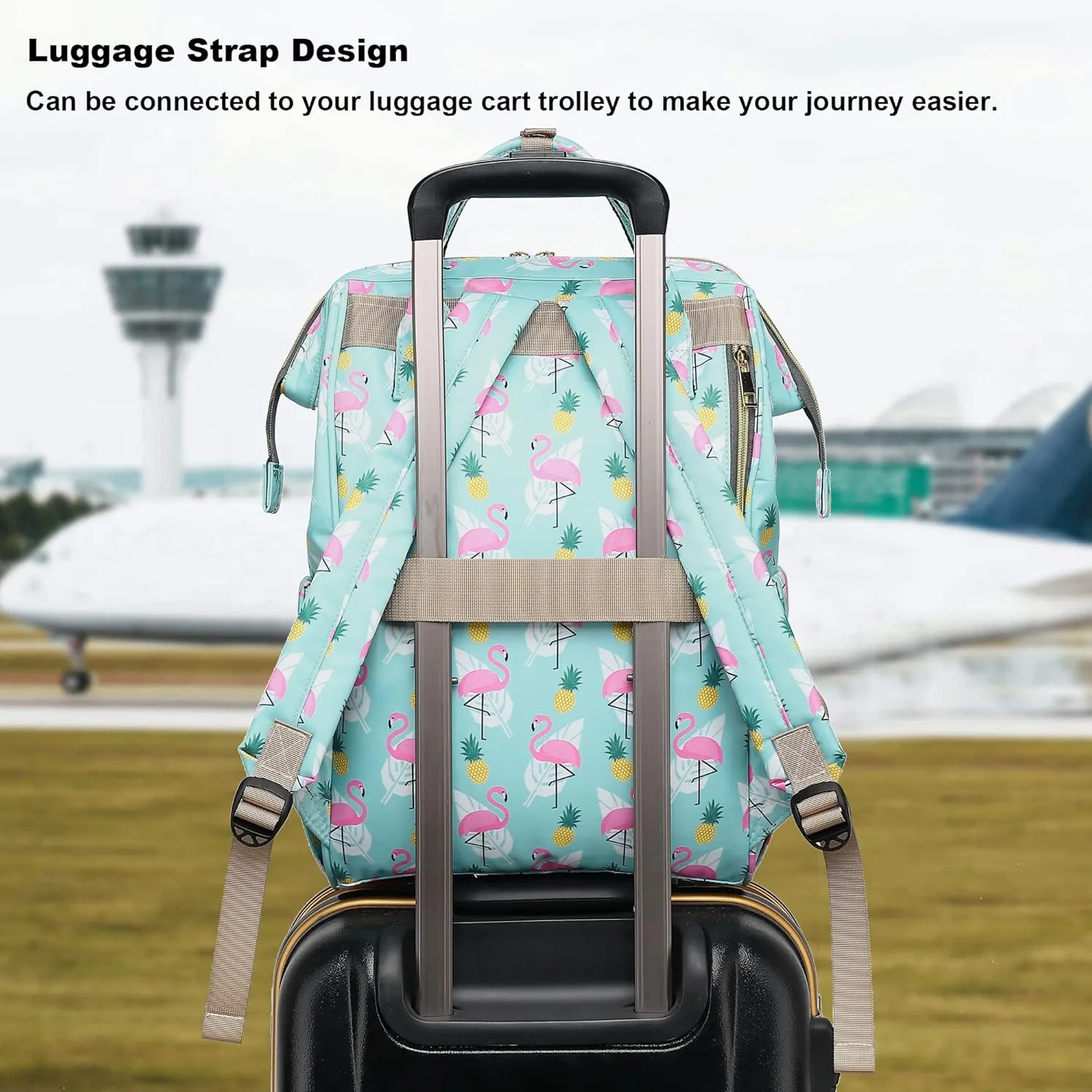 Flamingo Laptop Backpack for Womens Girls, College Backpacks School Bag Bookbag 15.6 Inch Computer Backpack (Green)