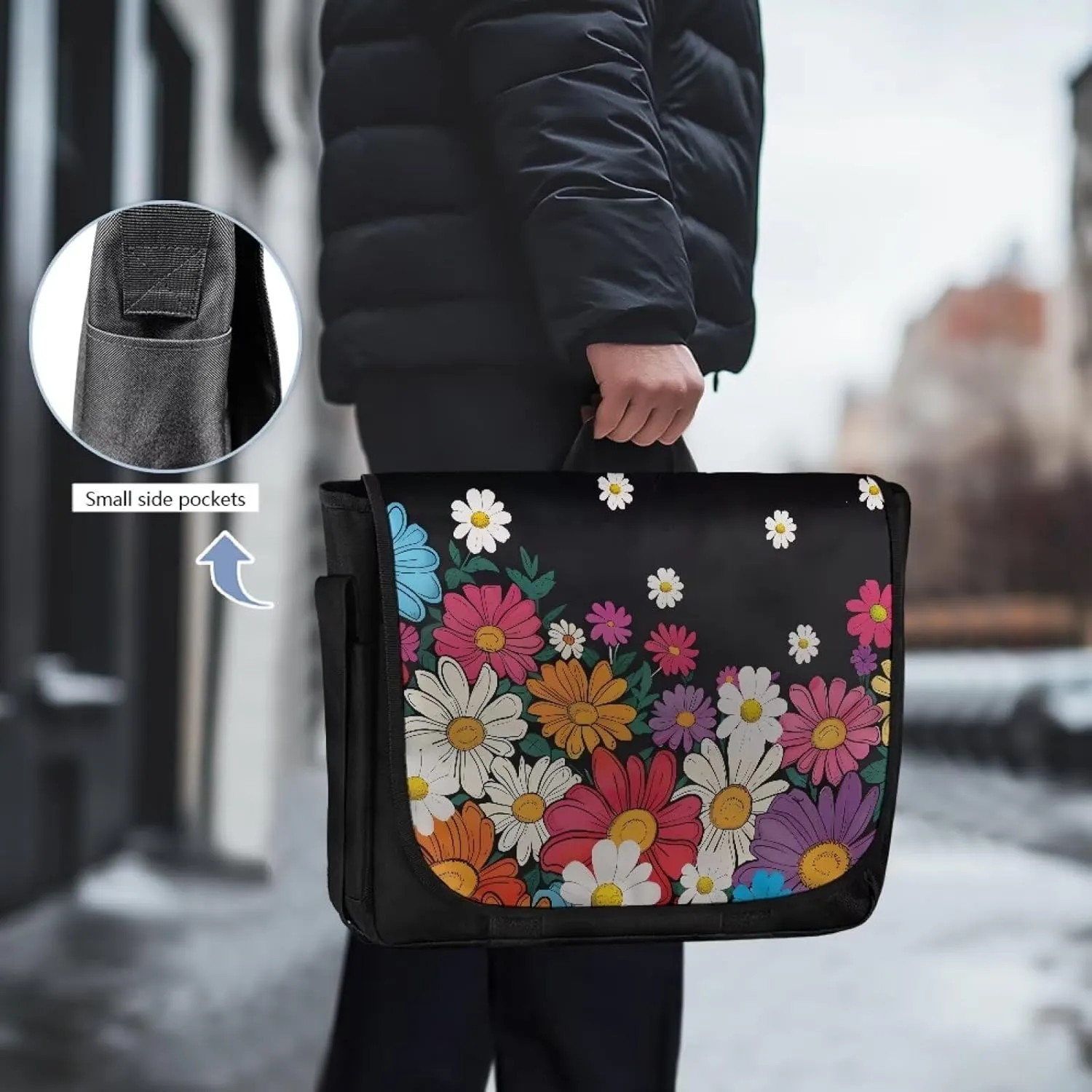 Flap Messenger Bag for Women Vintage Crossbody Bag Classic Shoulder Handbag Large Satchel Bag fits 13",15" Laptop