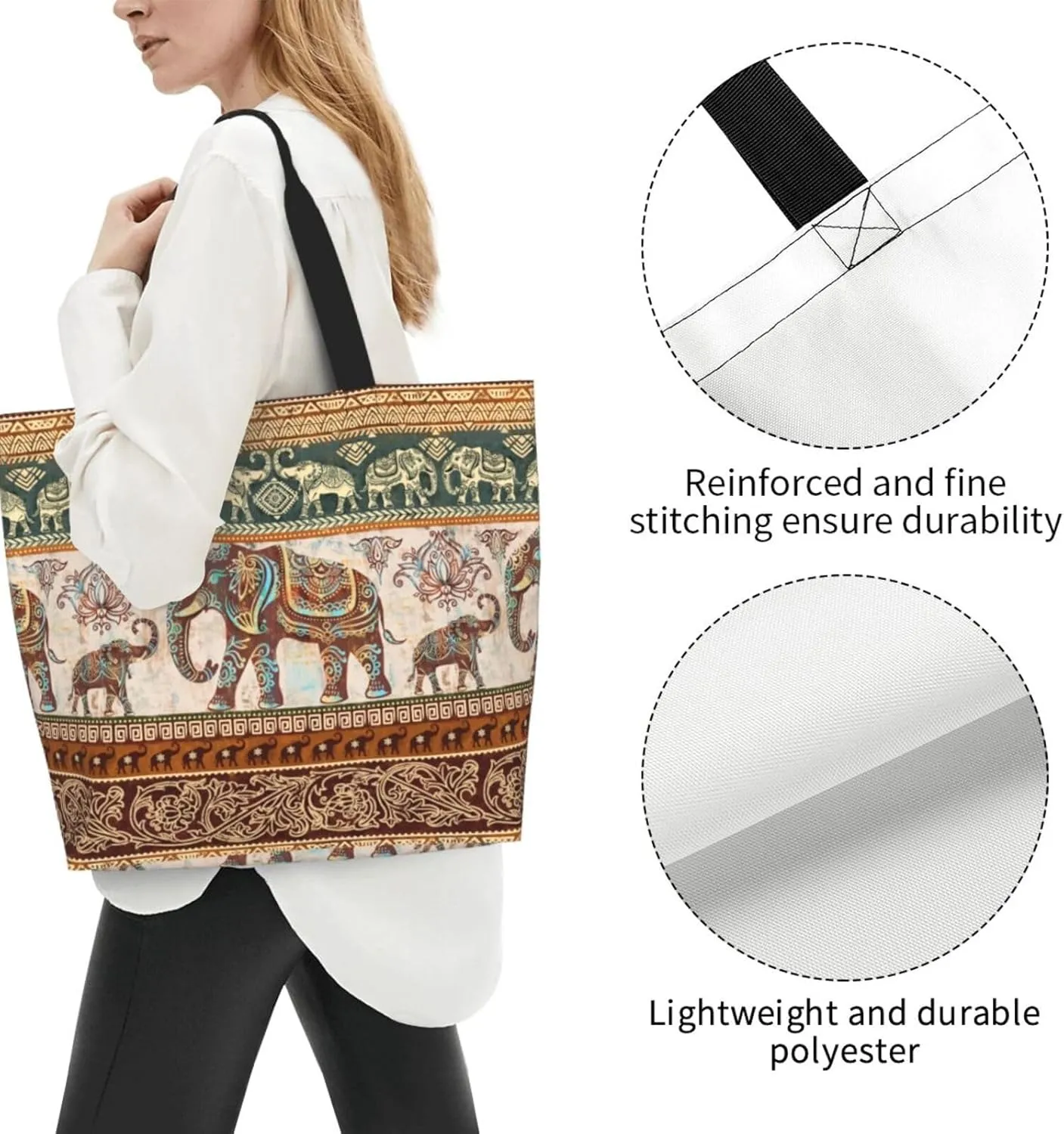 Flower Sugar Skull Tote Bags Reusable Women Shoulder Travel Beach Bag Shopping Work Daily