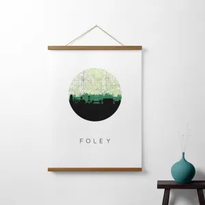 Foley Alabama City Skyline Art Print - Vintage Map with Framed or Unframed Options - Multiple Sizes Available