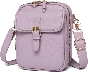 Forcipower Crossbody Bag for Women Vintage Leather Anti Theft Shoulder Messenger Bag with Card Slots Adjustable Strap