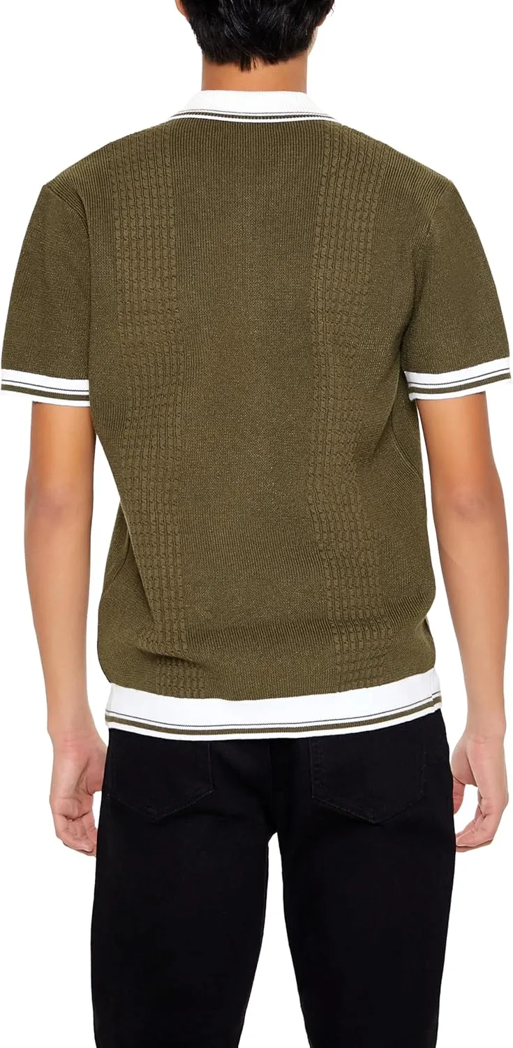 Forever 21 Men's Quarter-Zip Sweater-Knit Polo Shirt