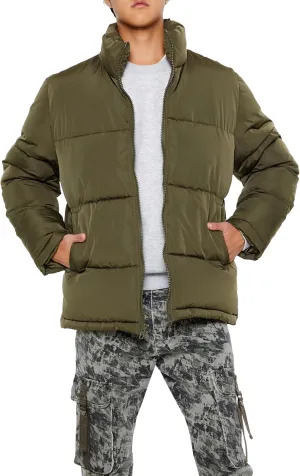 Forever 21 Men's Quilted Funnel-Neck Puffer Jacket