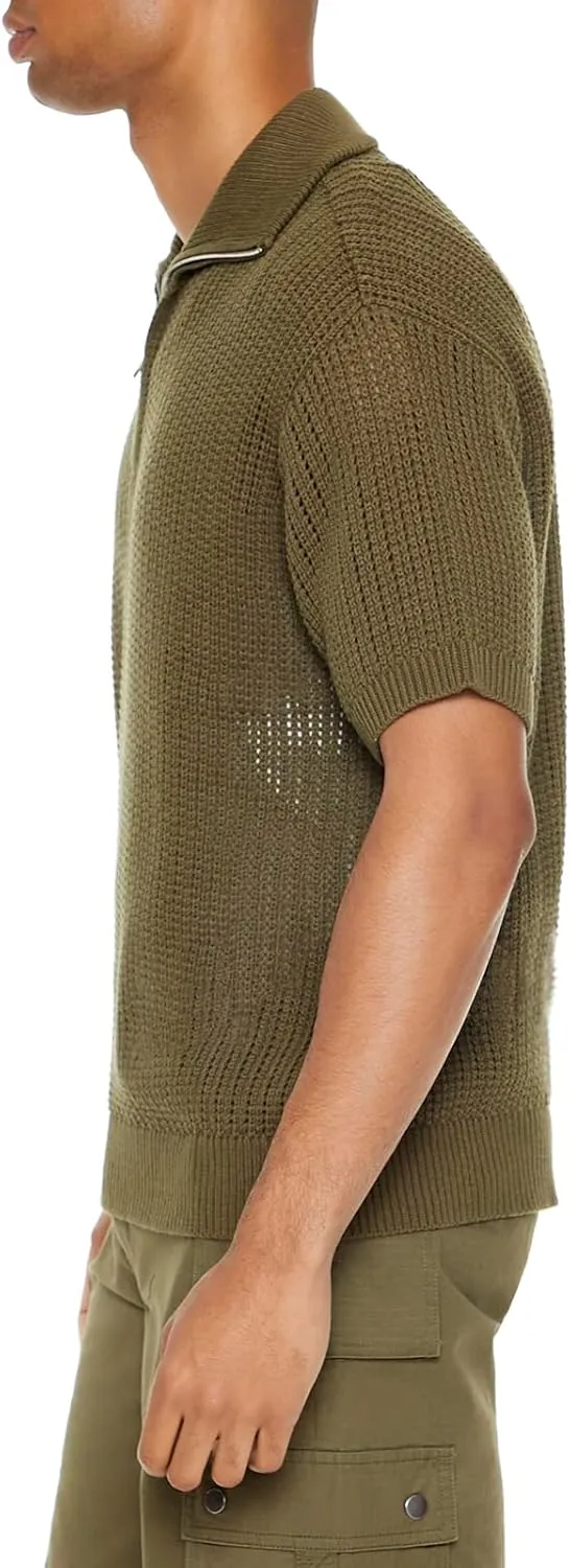 Forever 21 Men's Sweater-Knit Half-Zip Shirt