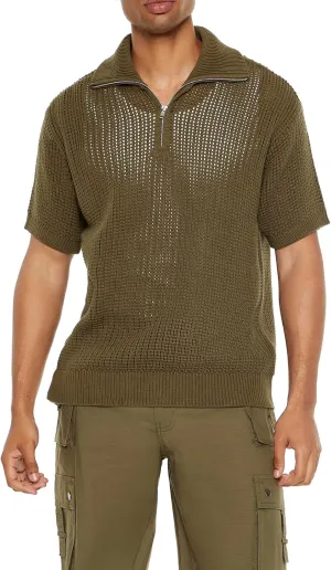 Forever 21 Men's Sweater-Knit Half-Zip Shirt