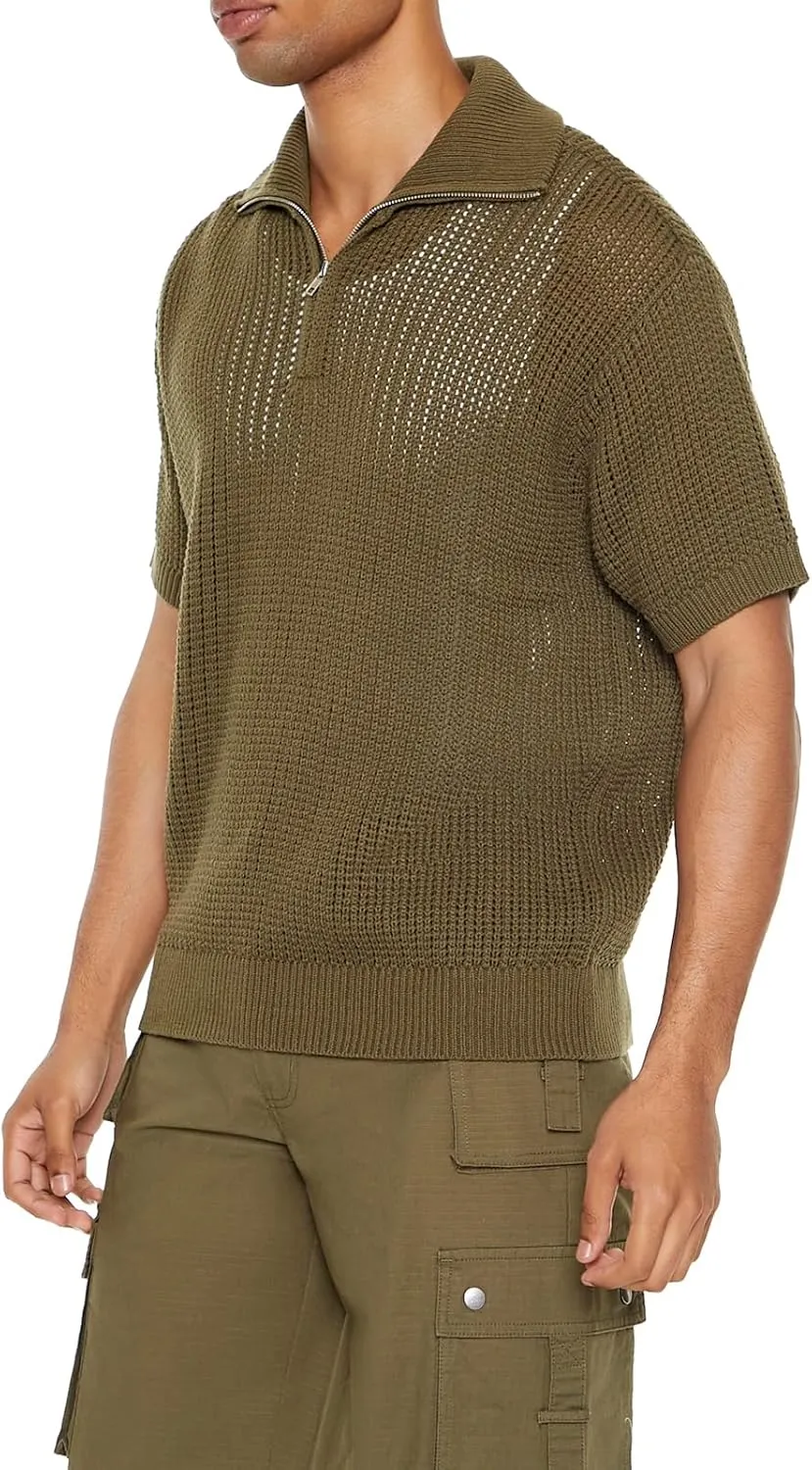 Forever 21 Men's Sweater-Knit Half-Zip Shirt