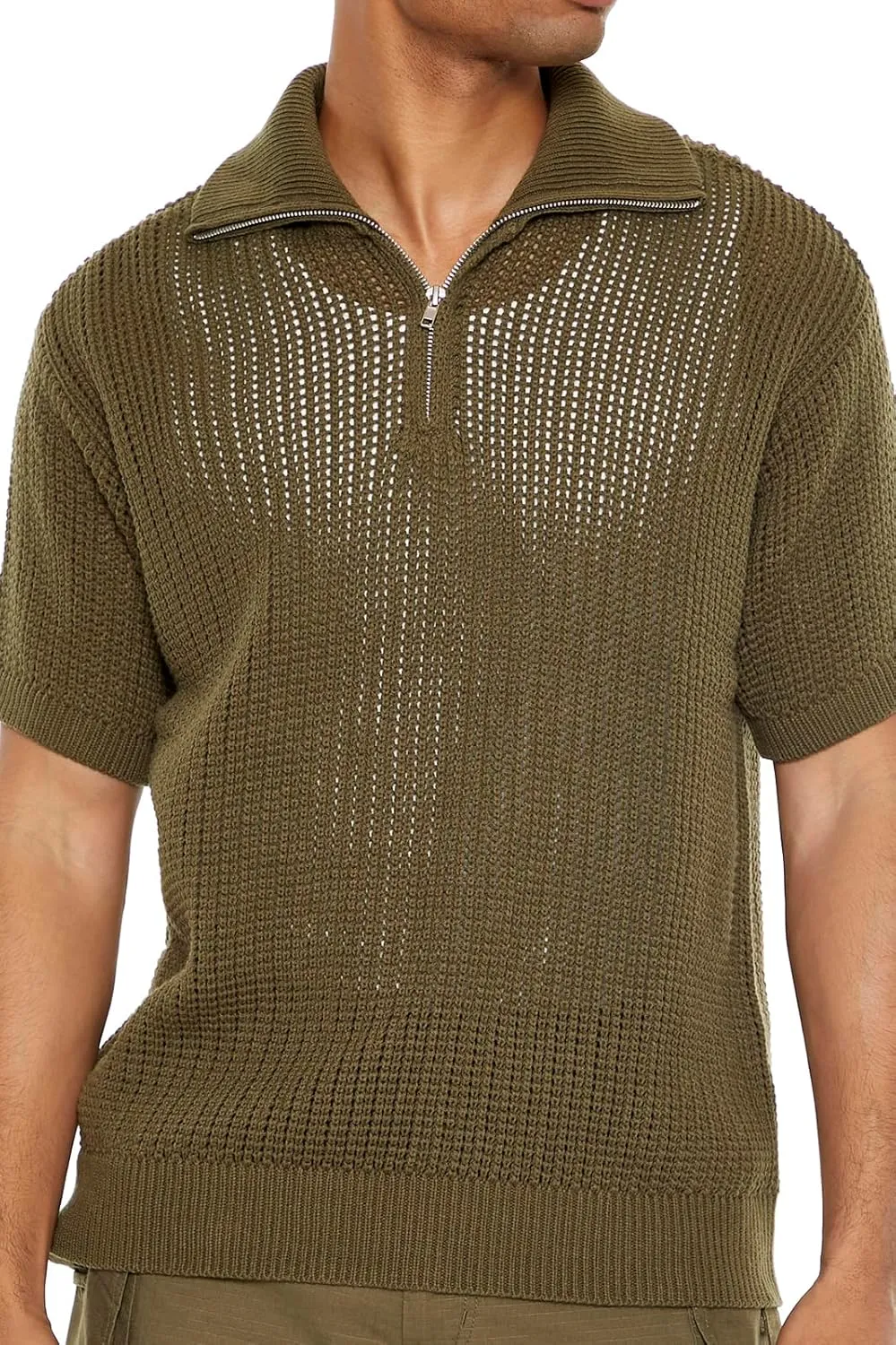 Forever 21 Men's Sweater-Knit Half-Zip Shirt