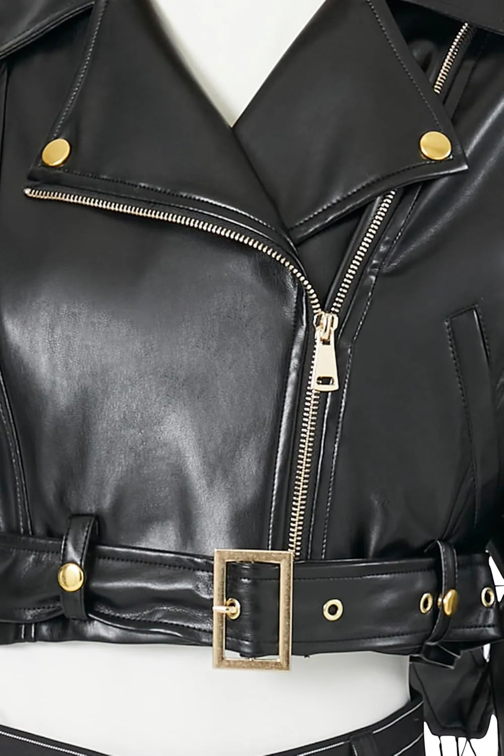 Forever 21 Women's Cropped Faux Leather Moto Jacket