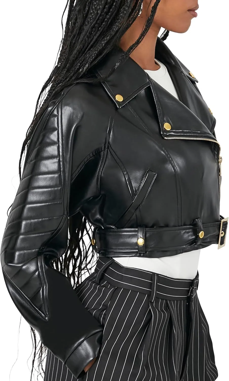 Forever 21 Women's Cropped Faux Leather Moto Jacket