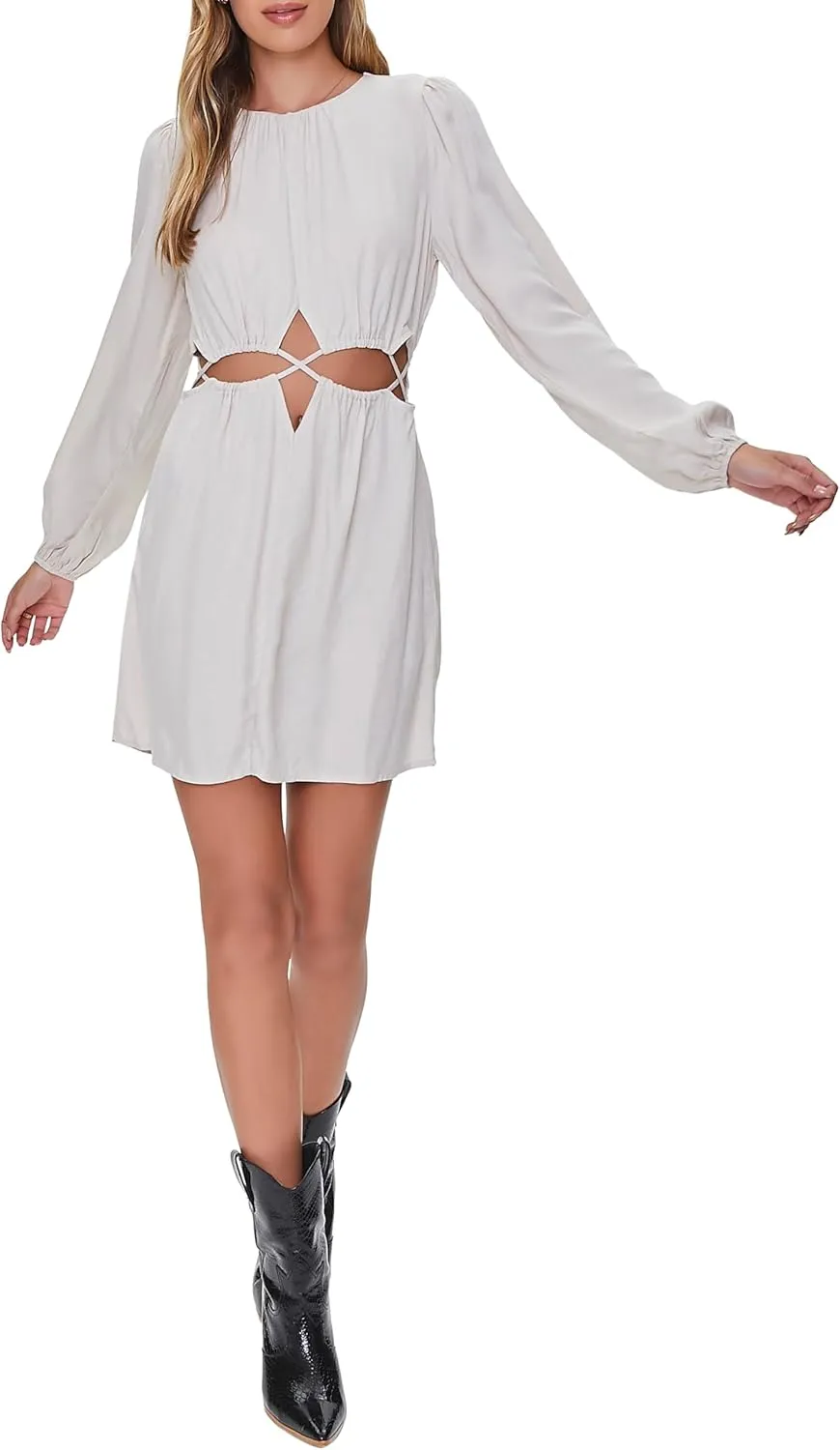 Forever 21 Women's Cutout Peasant-Sleeve Mini Dress