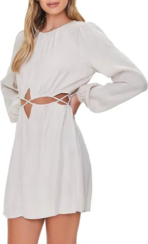 Forever 21 Women's Cutout Peasant-Sleeve Mini Dress
