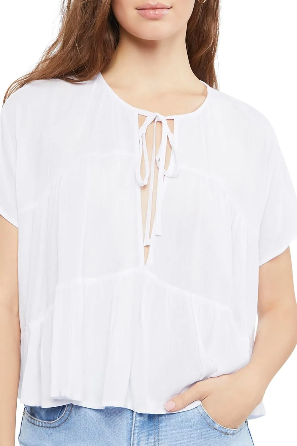 Forever 21 Women's Tiered Tie-Neck Top