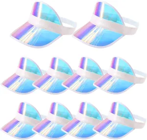 Forwe 10 Pack Sun Visor Hats Women Retro Candy Color Clear Beach Hat Outdoor Sports UV Protection Sunhat