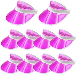 Forwe 10 Pack Sun Visor Hats Women Retro Candy Color Clear Beach Hat Outdoor Sports UV Protection Sunhat