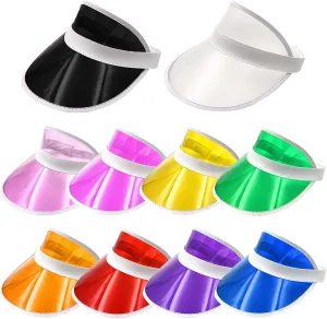 Forwe 10 Pack Sun Visor Hats Women Retro Candy Color Clear Beach Hat Outdoor Sports UV Protection Sunhat