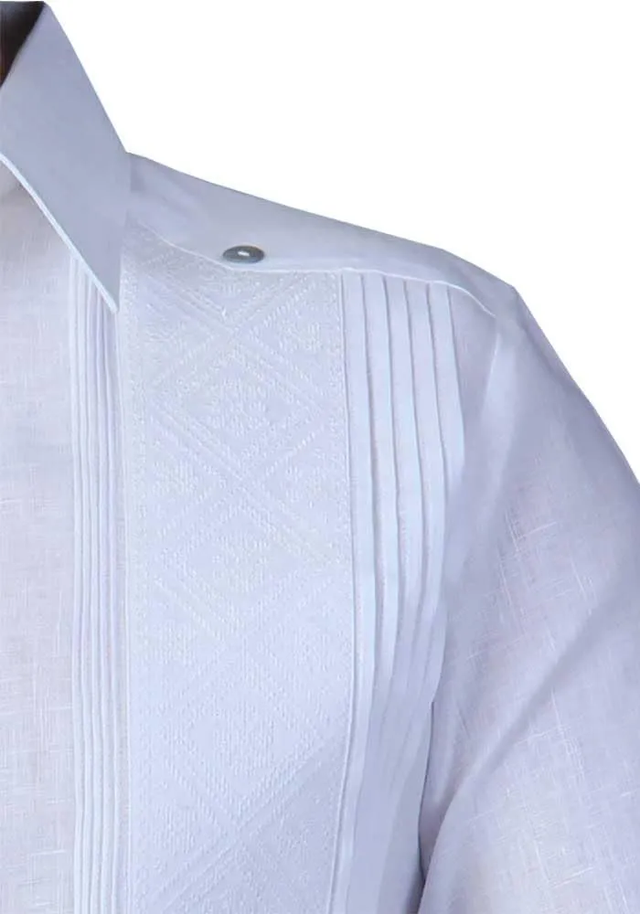 French Cuff Destination Wedding Linen Guayabera. Optic White. Cufflink Included. Grooms and Groomsmen