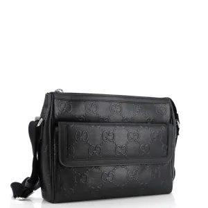 Front Pocket Messenger Bag GG Embossed Perforated Leather Medium