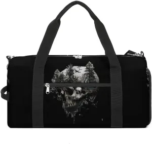 Funny Gothic Skull Gym Bag for Men Women Lightweight Duffel Bag Sports Workout Bag for Travel Yoga