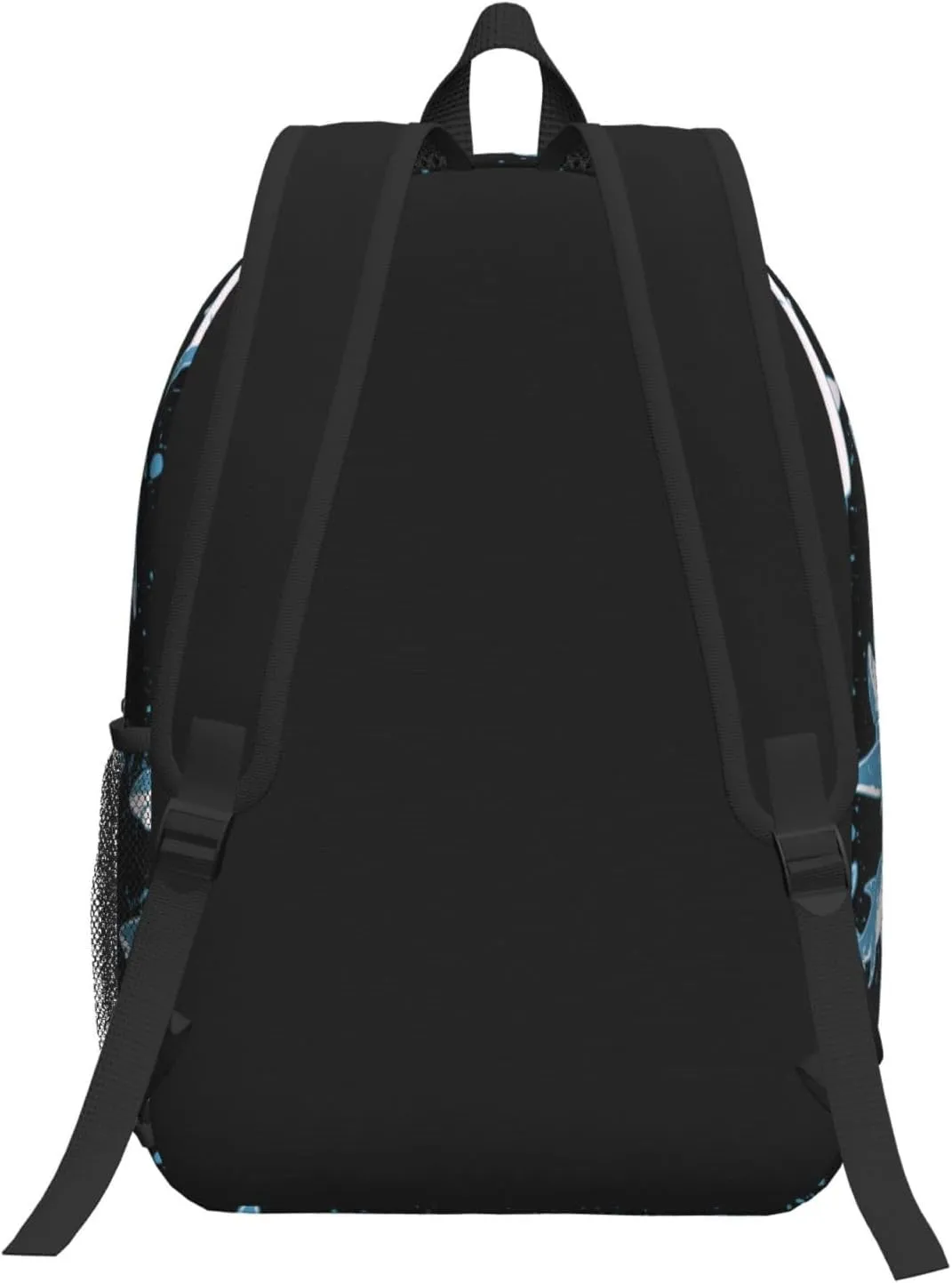Funny sharks black background 17 Inch Backpacks Multipurpose Laptop Backpack Double Shoulder Bag for Men Women Gifts