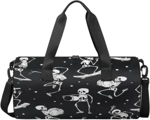 Funny Skull Skeleton Sports Gym Bag Workout Lightweight Duffel Bags Shoulder Weekender Bag Travel Duffel Bag for Men and Women(Skeleton)