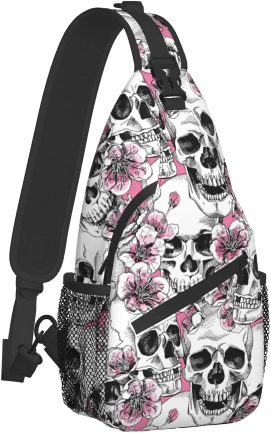 FyLybois Skull Sling Bag Multipurpose Crossbody Backpack For Women Chest Daypack Outdoor Cycling Hiking Travel