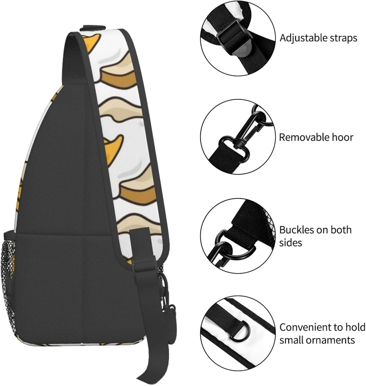 G-udetama Crossbody Chest Bag, Crossbody Convertible Shoulder Bag With Front Pocket, Single Shoulder Chest Bag Black
