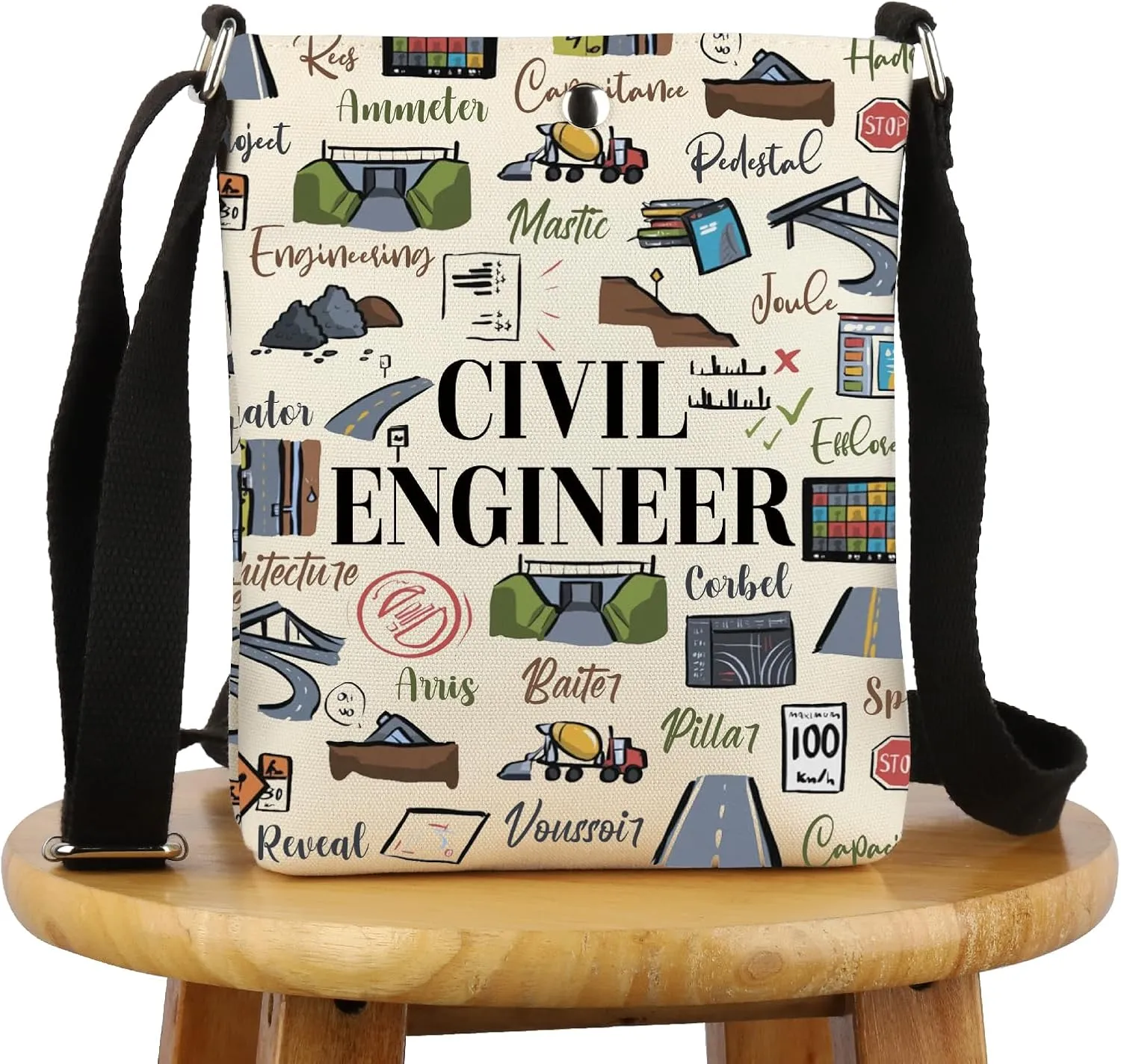 G2TUP Civil Engineer Appreciation Gift Civil Engineer Words Crossbody Bag Future Civil Engineer Civil Engineering Gift