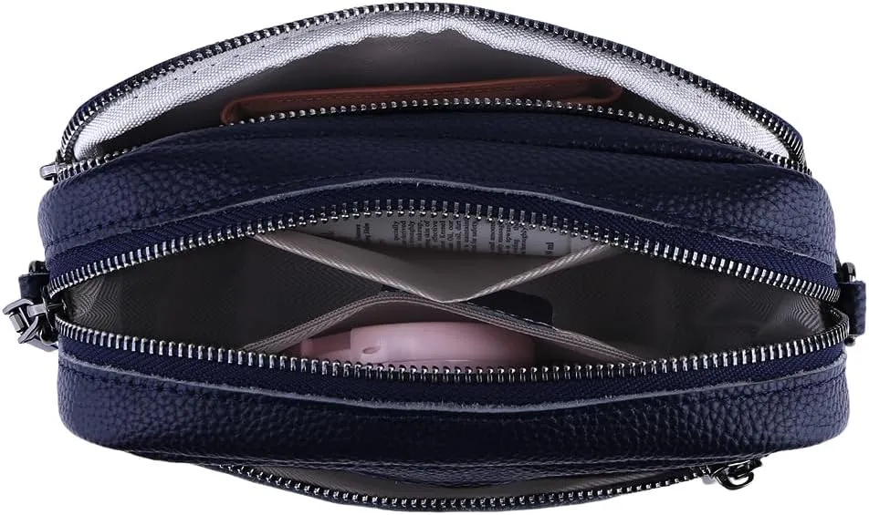 Genuine Leather Crossbody Bag for Women, Shoulder Bag with Adjustable Wide Strap Casual Ladies Handbag