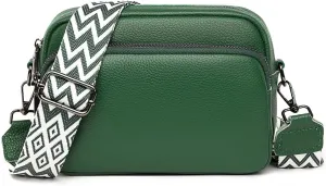 Genuine Leather Crossbody Bag for Women, Shoulder Bag with Adjustable Wide Strap Casual Ladies Handbag