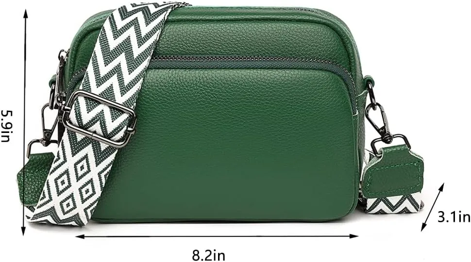 Genuine Leather Crossbody Bag for Women, Shoulder Bag with Adjustable Wide Strap Casual Ladies Handbag