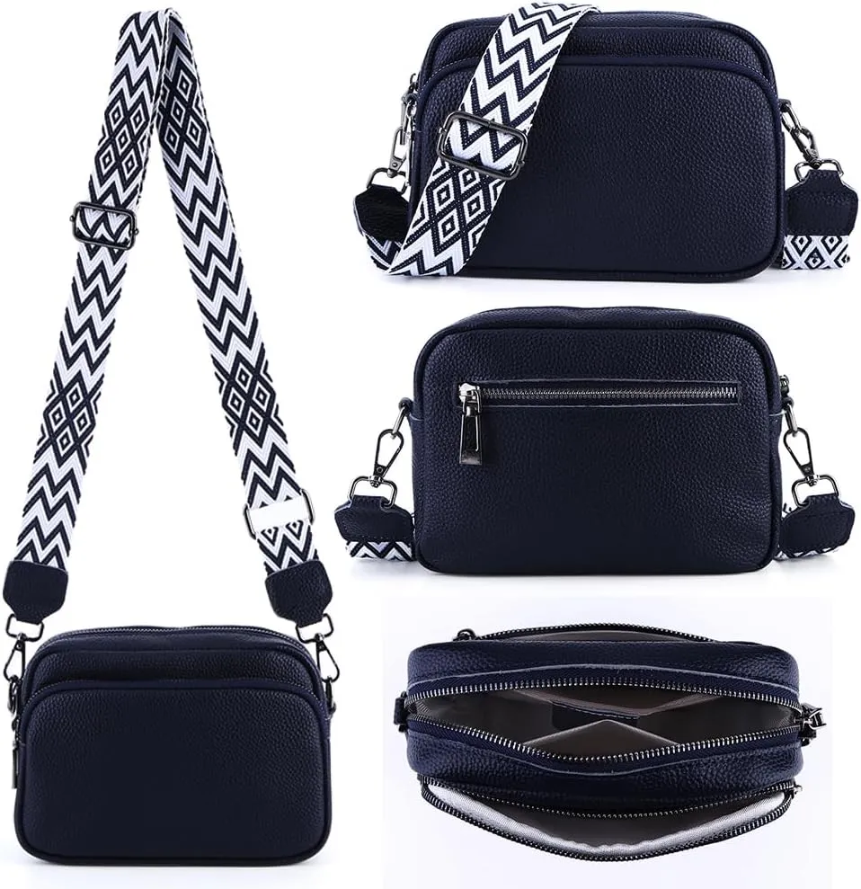 Genuine Leather Crossbody Bag for Women, Shoulder Bag with Adjustable Wide Strap Casual Ladies Handbag