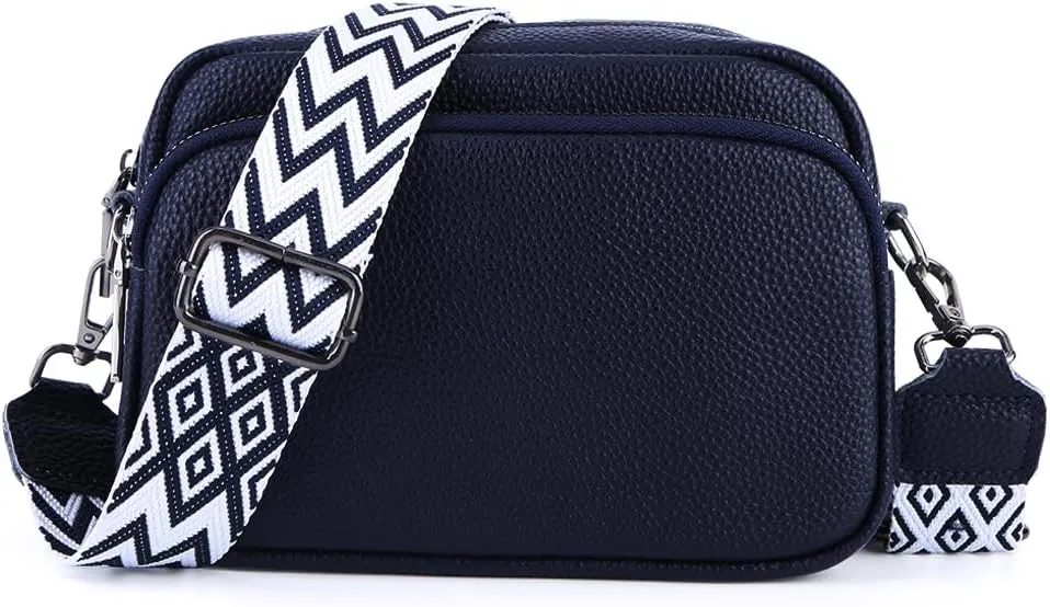 Genuine Leather Crossbody Bag for Women, Shoulder Bag with Adjustable Wide Strap Casual Ladies Handbag