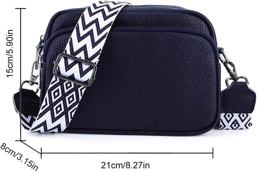 Genuine Leather Crossbody Bag for Women, Shoulder Bag with Adjustable Wide Strap Casual Ladies Handbag