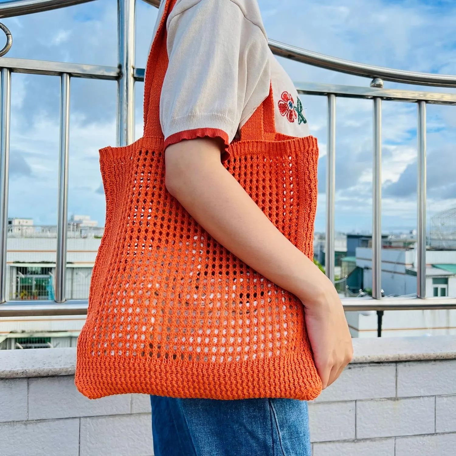 GGOOB Coconut Girl Aesthetic Crochet Tote Bag - Small, Cute Beach Bag