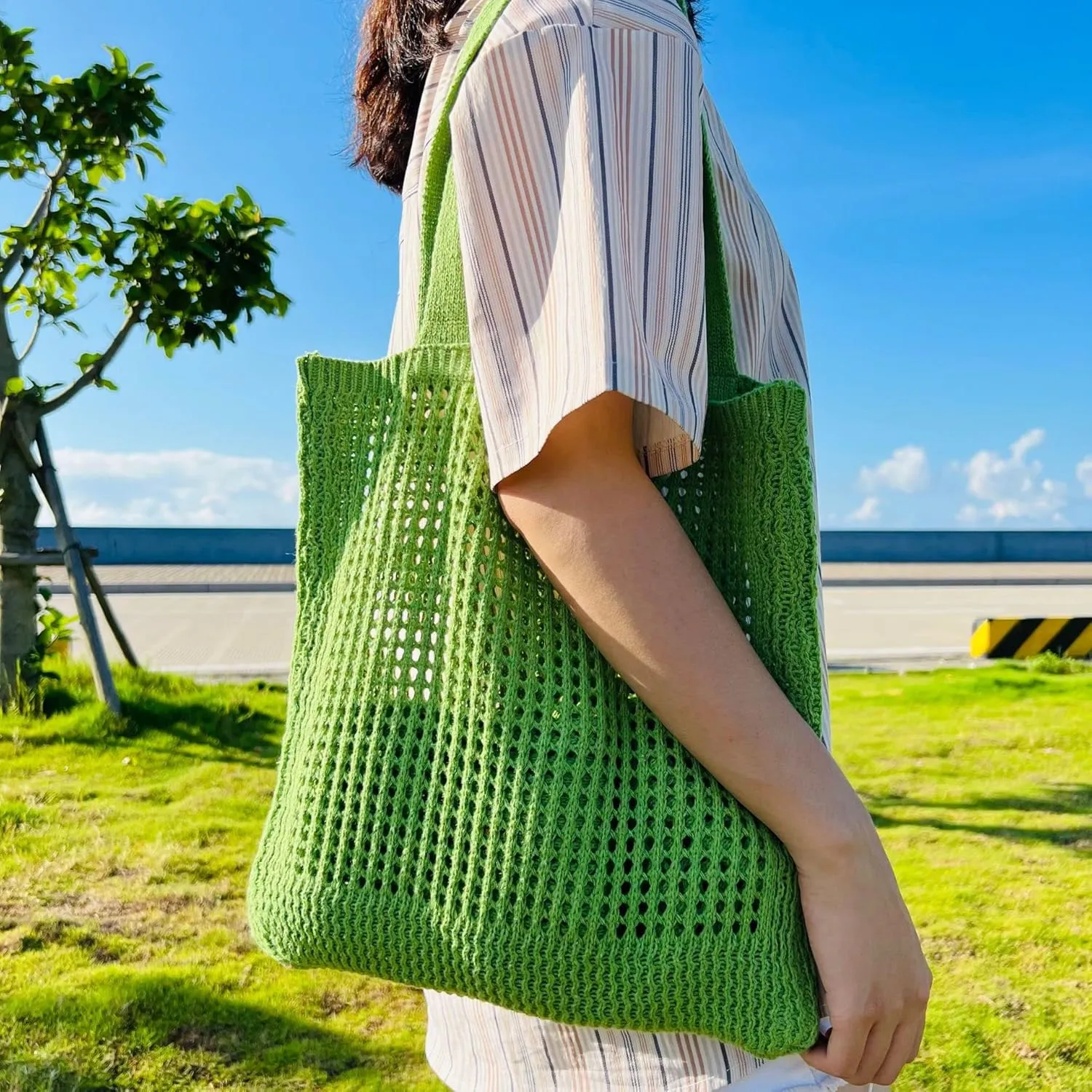 GGOOB Coconut Girl Aesthetic Crochet Tote Bag - Small, Cute Beach Bag