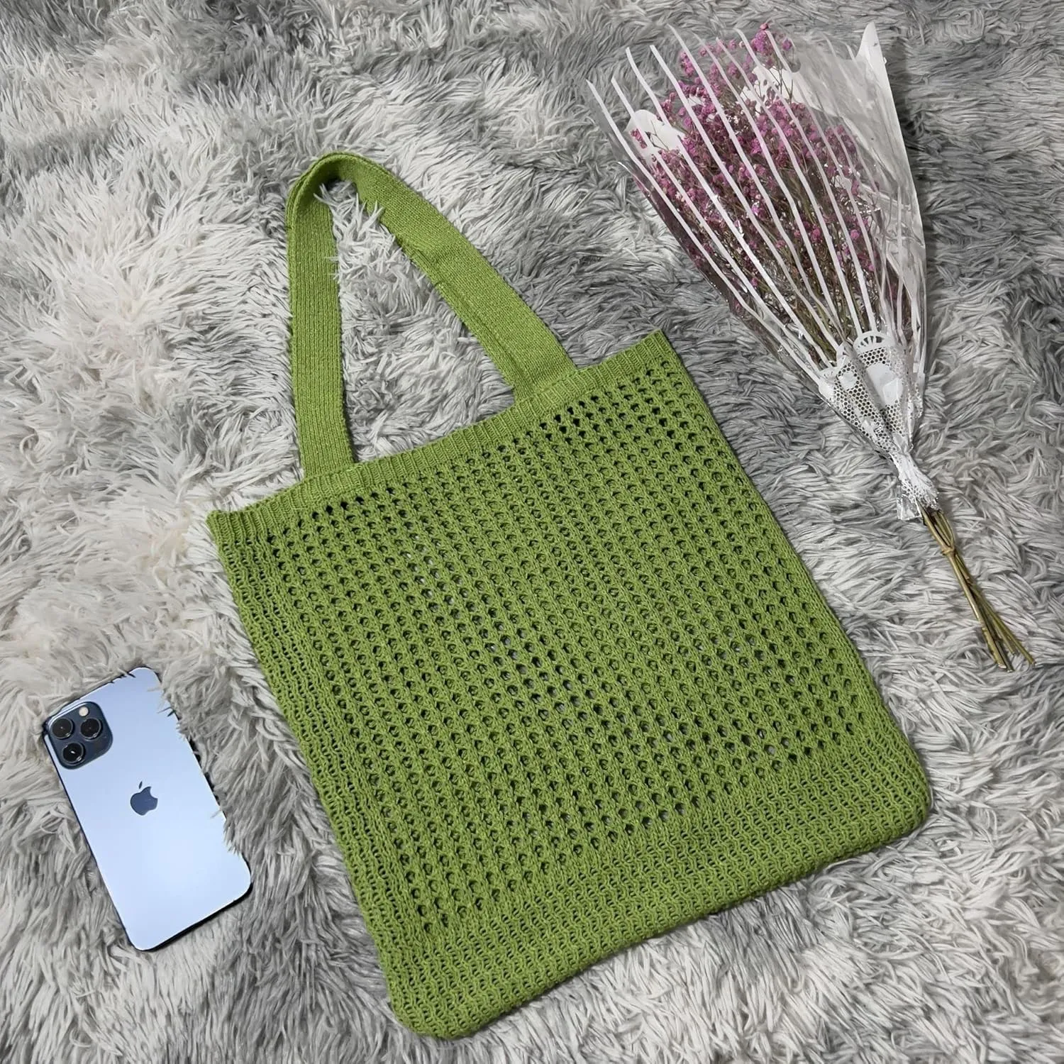 GGOOB Coconut Girl Aesthetic Crochet Tote Bag - Small, Cute Beach Bag