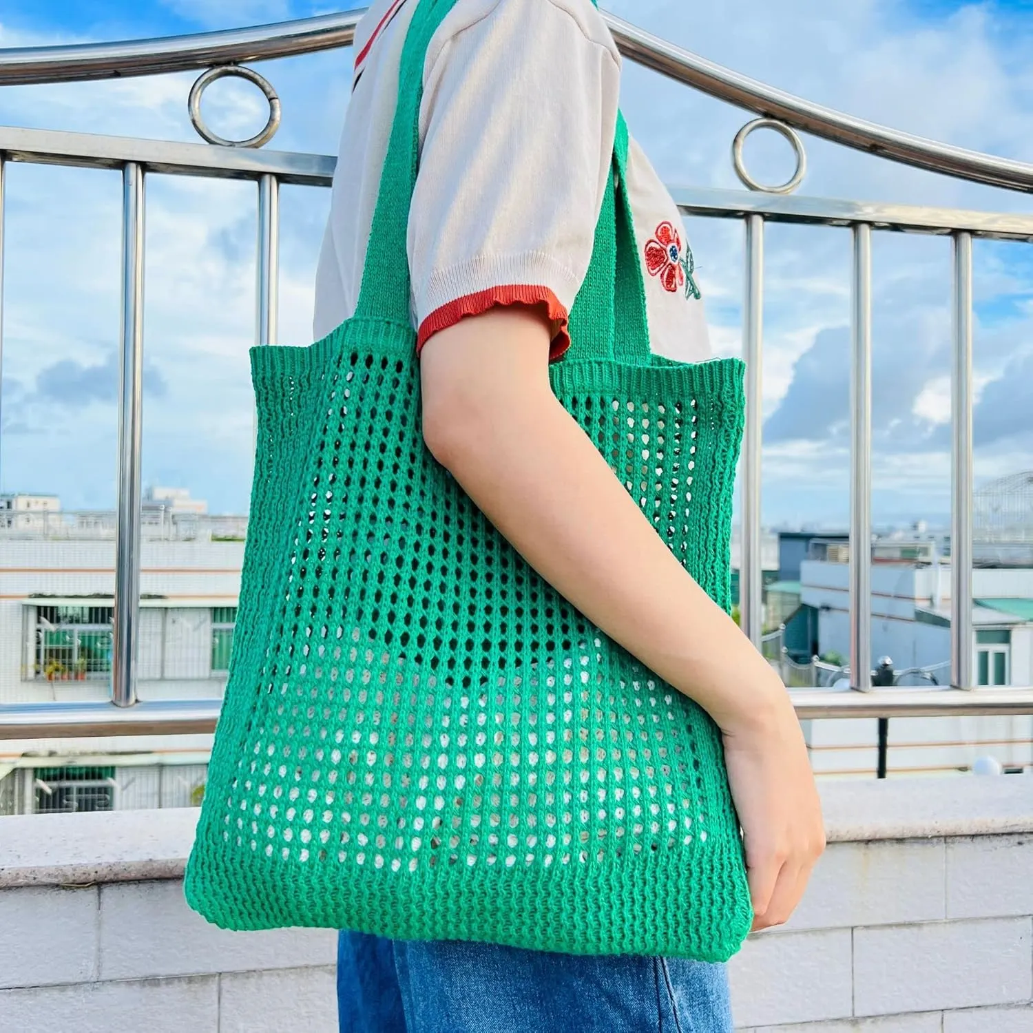GGOOB Coconut Girl Aesthetic Crochet Tote Bag - Small, Cute Beach Bag